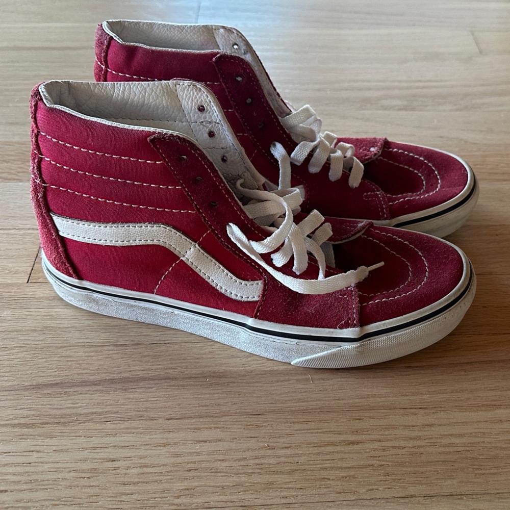 Vibrant Red High-Top Sneakers with White Details